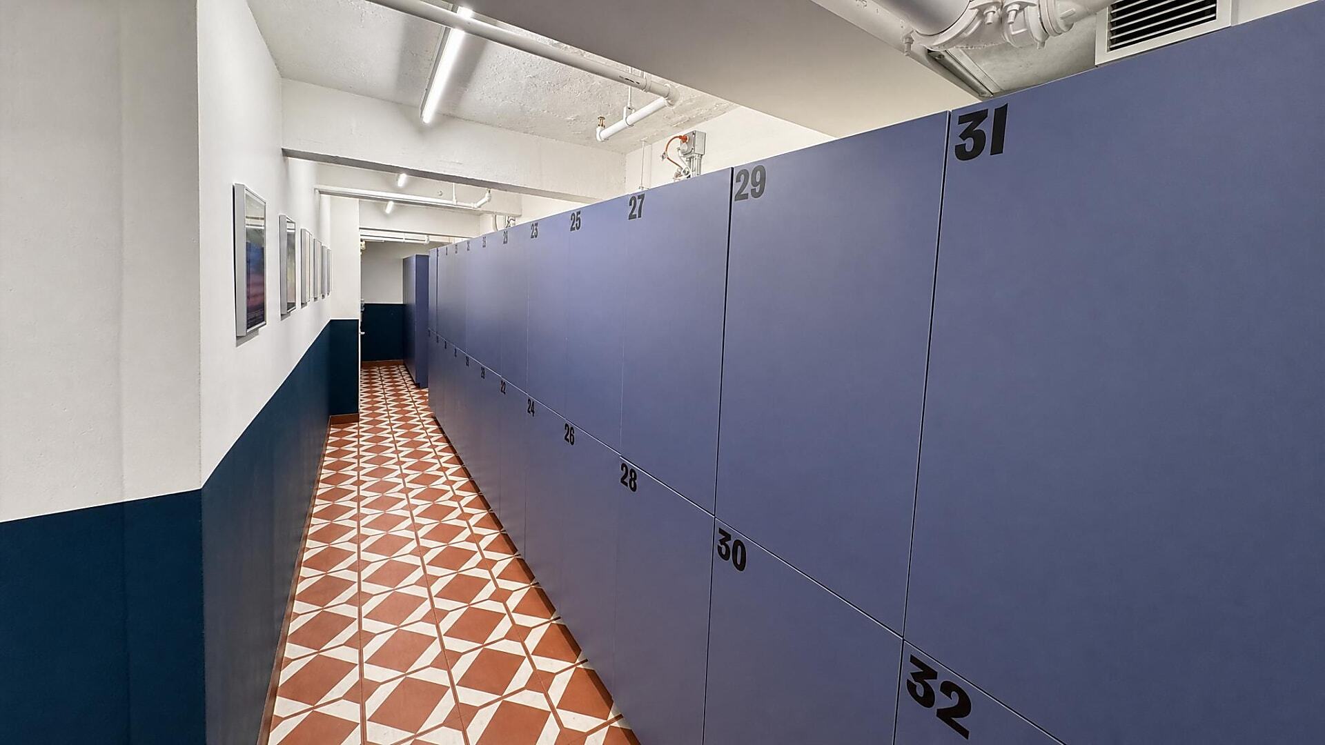 Smart hotel guest lockers installed in a New York City basement