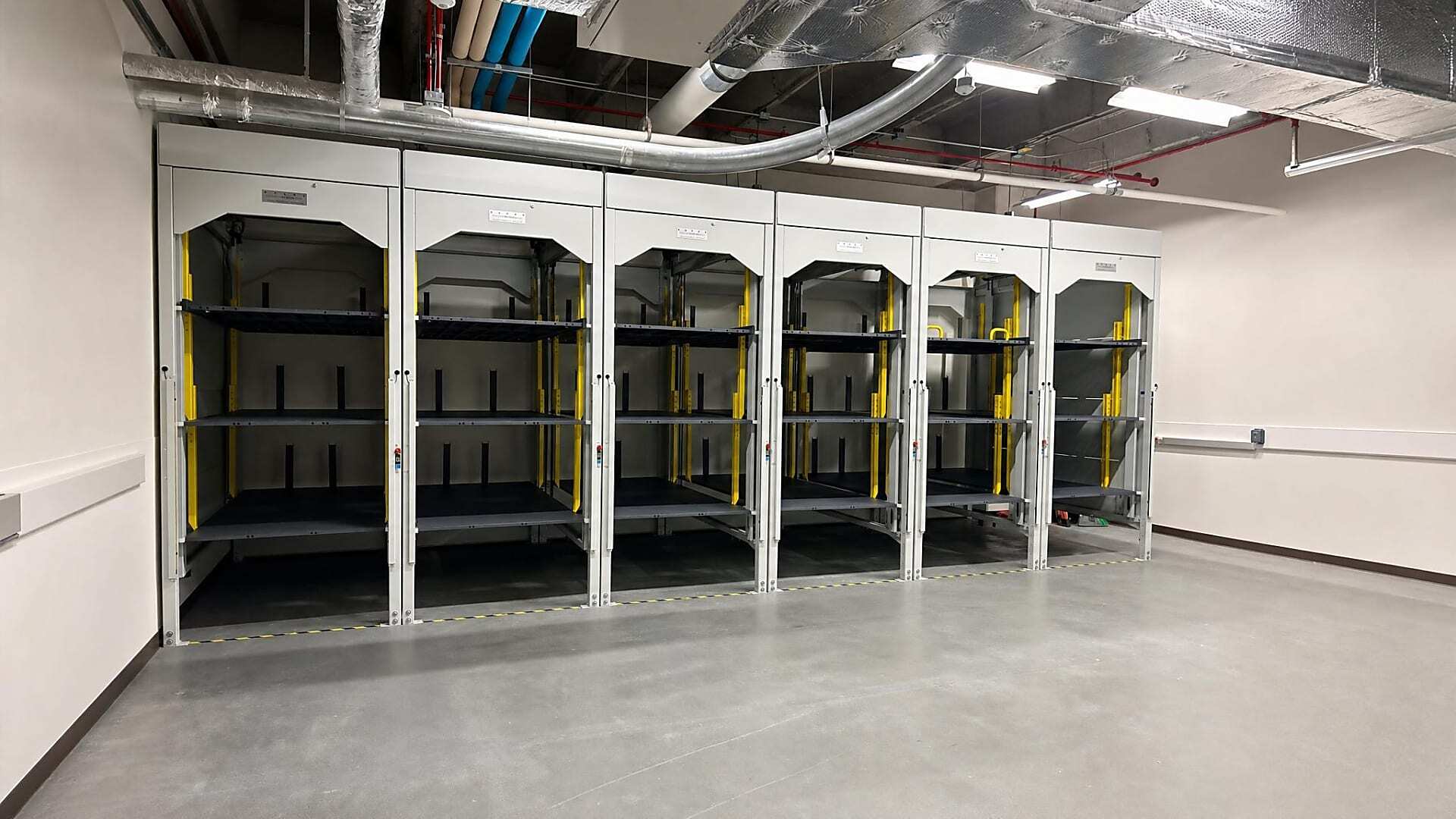 Completed vertical medical equipment storage system near Dallas-Fort Worth