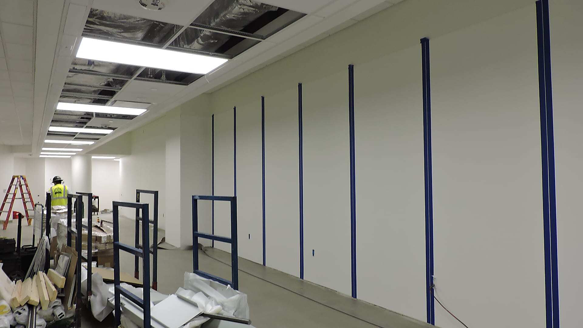 Hospital bed storage area before high-density vertical storage installation