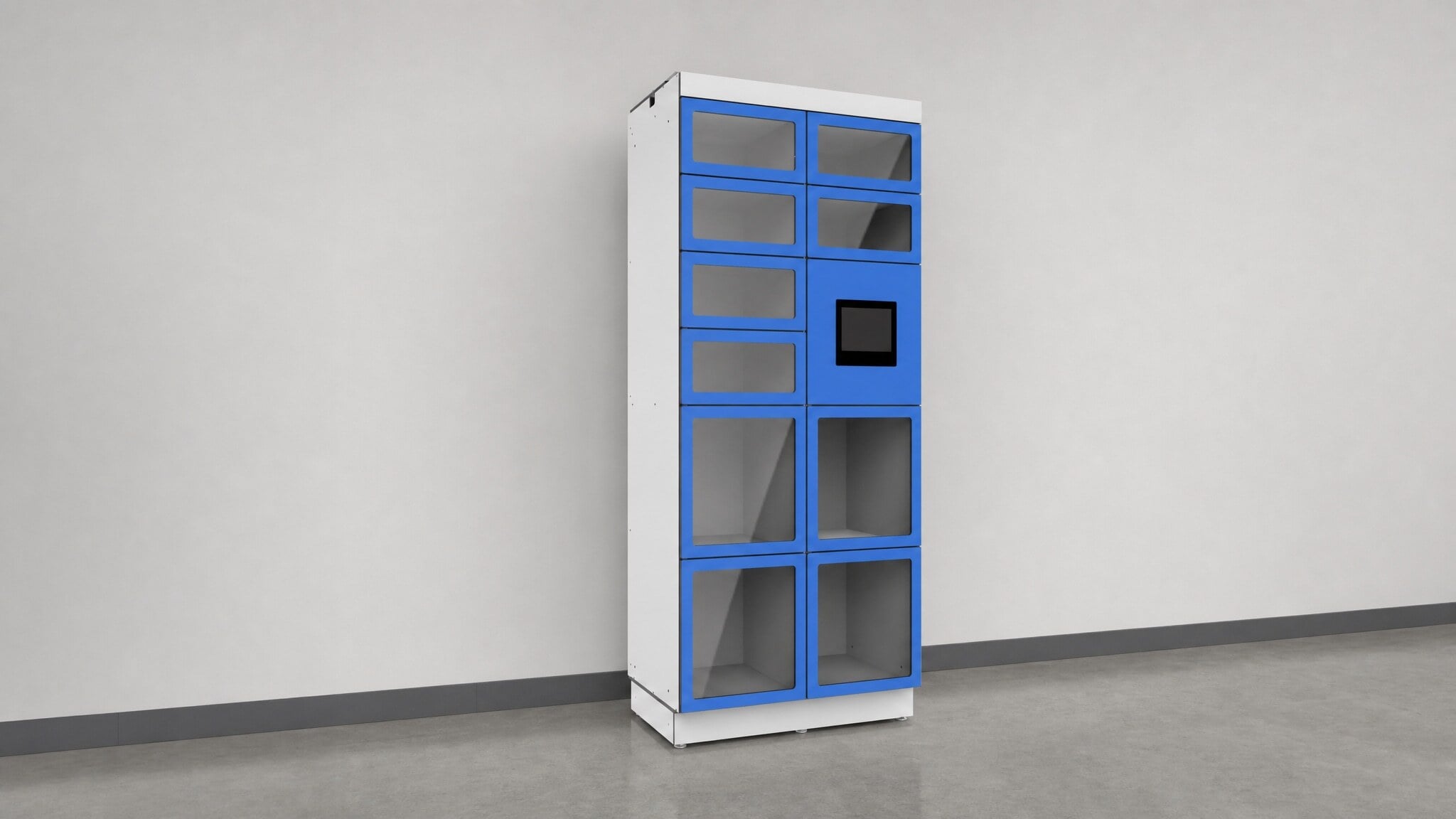 Close-up of smart locker terminal and access hardware