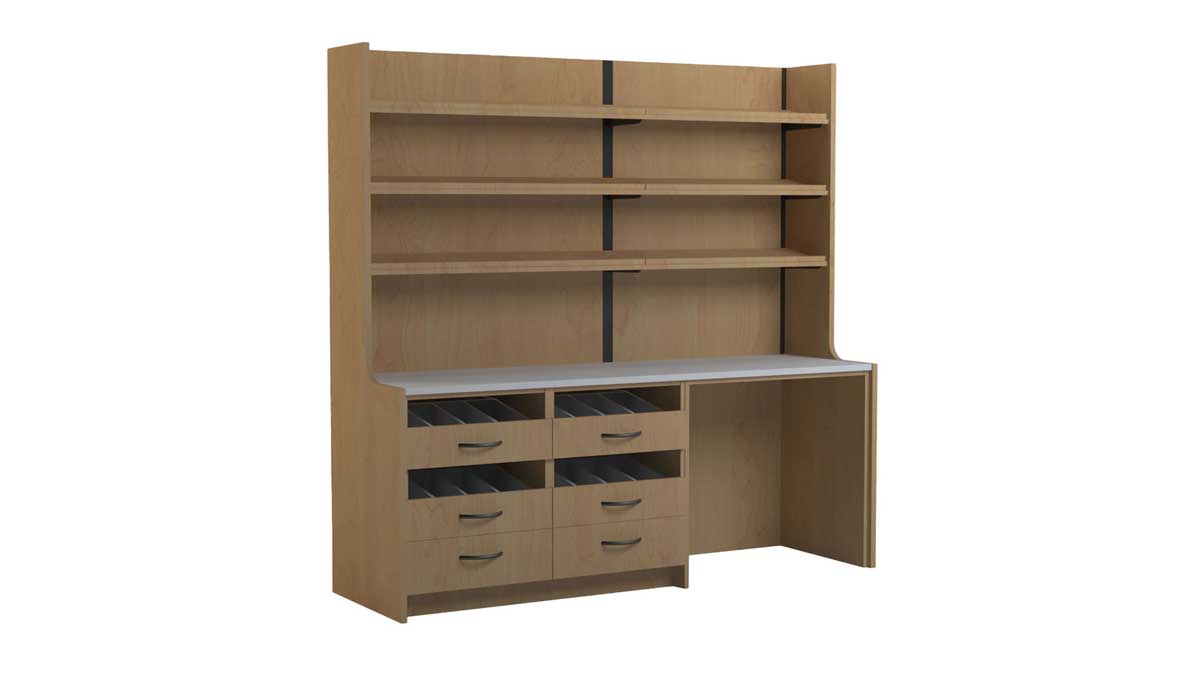 pharmacy storage unit with adjustable shelving for efficient medication management