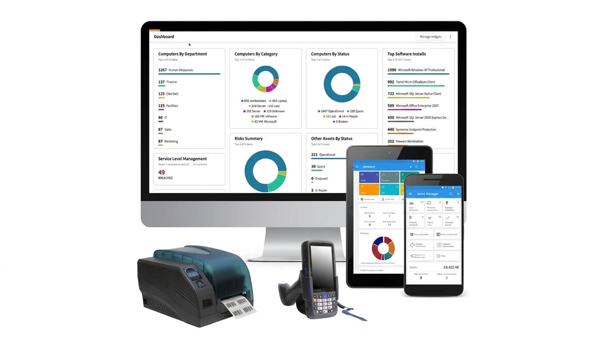 RFID warehouse management software dashboard on screen